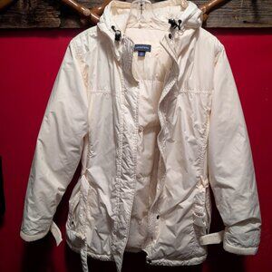 Land's End winter coat, eggshell, M 10-12 in very good condition